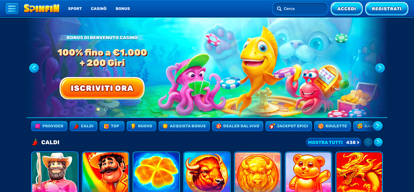 spinfin casino non aams